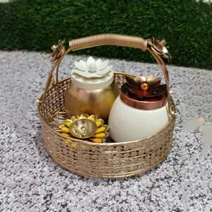 Round Decorative Gift Hamper With Jar Decor Art
