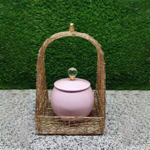 Metal Mesh Gift Hamper Basket With Jar Decor Art