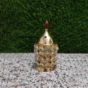 Brass Crystal Akhand Beep Diya For Pooja Decor Art