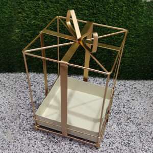 Golden Square Metal Squire Hamper Basket Decor Art