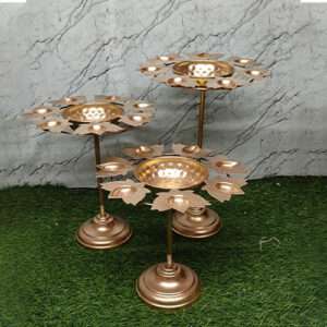 Metal Golden Diya Urli Set of 3 For Diwali Decoration Decor Art