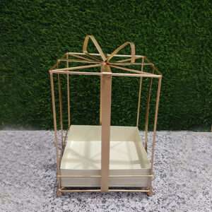 Golden Square Metal Squire Hamper Basket Decor Art