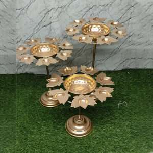Metal Golden Diya Urli Set of 3 For Diwali Decoration Decor Art