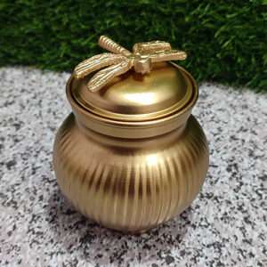 Golden Metal Dry Fruits Jar Top Butterfly Design Decor Art