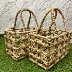 Metal & Jute Square Hamper Basket For Gifting & Packaging Decor Art