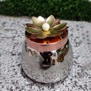 Silver Metal Dryfruit Jar for Gifting Decor Art