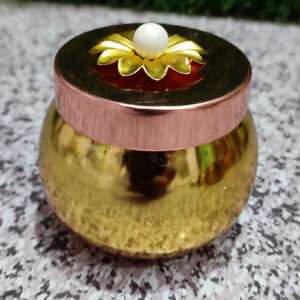 Golden Small Hammered Dry Fruits Jar For Gifting Decor Art