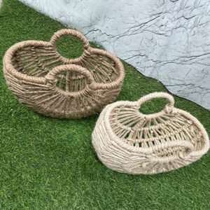 Metal & Jute Hamper Basket Gift & Packaging Decor Art